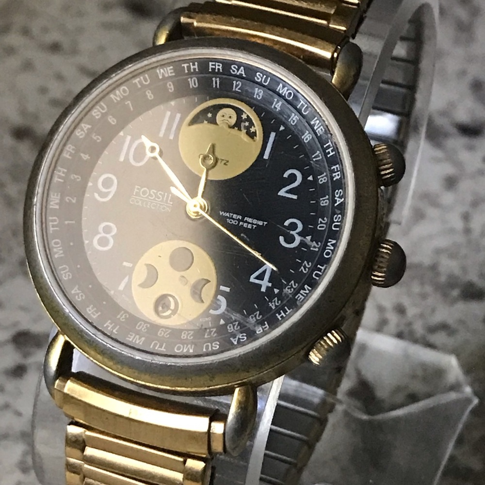 1988 RARE FOSSIL CHRONOGRAPH MOON PHASE WATCH - Picture 5 of 7